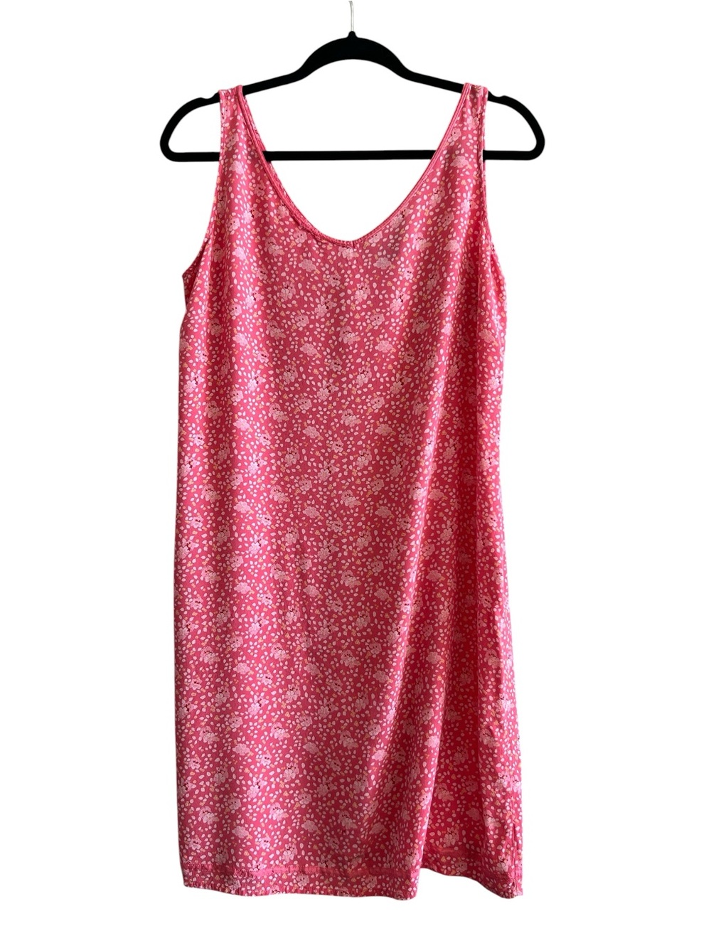 Vintage 90s/Y2K Gap Pink Ditsy Floral Rayon Slip Dress - Size Large
